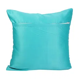 mfd home furnishing Blue Satin Floral 16x16 inches Cushion Covers (Pack of 5) image 5