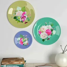 homscape Ceramic Wall Plates with Rose Flowers Design Art Set of 3-picture-27