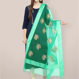 Dupatta Bazaar Ethnic Motifs Embroidered Organza Dupatta with Zari-picture-12