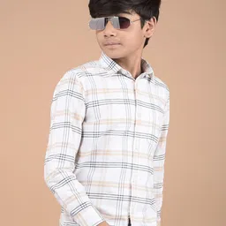 Crimsoune Club Boys Classic Spread Collar Tartan Checked Cotton Casual Shirt-image-54