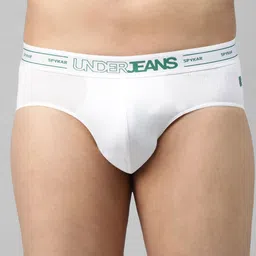 UnderJeans by Spykar Men White Solid Briefs 8907966420953-image-15