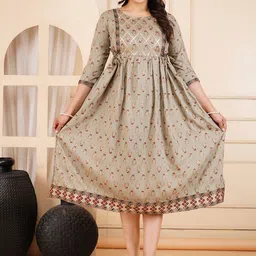 JALTHER Women Floral Printed Gotta Patti Floral Maternity Anarkali Kurta-image-27