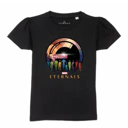Marvel by Wear Your Mind Girls Black Printed Pure Cotton T-shirt-picture-54