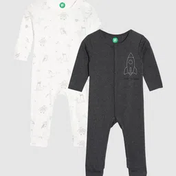YK Organic Boys White and Black Graphic Printed Organic Cotton Sleepsuits-picture-49