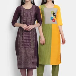 7Threads Women Pack of 2 Digital Print Straight Kurtas-image-45