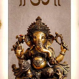 eCraftIndia Gold-Toned Lord Ganesha with Mukhut on Lotus Base Antique Look Handcrafted Premium Brass Idol-image-10