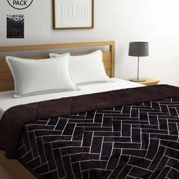KLOTTHE Brown & White Set of 2 Geometric Heavy Winter Double Bed Quilt-picture-23