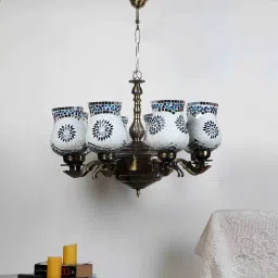 new era Gerard Multicolour Iron 8 Lights Chandelier image 2
