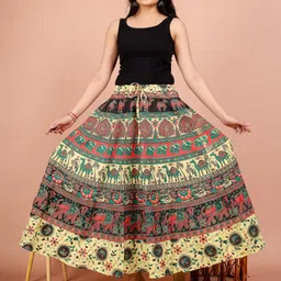 creations sarthak Women Printed Flared Multicolor Skirt image 3