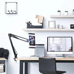 ROQ Photography Mobile & Tablet Holder Tripod Camera Stand with 360 Rotation for Overhead Video shooting,Cooking Videos,Online Claases YouTube Short Videos etc Compatible with All Mobile Phones & Tablets Tripod, Monopod, Tripod Clamp, Tripod Bracket Tripod Ball Head image 2