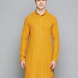 dharmesh enteprise Men Self Design Cotton Blend Straight Kurta-picture-13