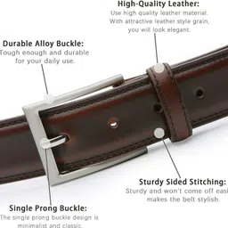 roadster Men Brown Artificial Leather, Texas Leatherite Belt image 3