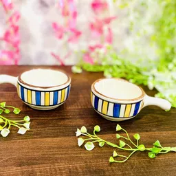 altaica Ceramic Sauce Bowl Ceramic 80ml Small Dip Bowl with Handle Set of 4 for Chutney, Salsa, Sauce image 3