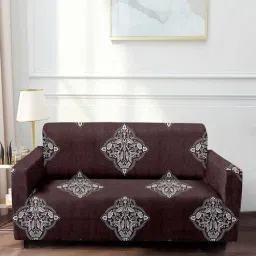 Maroon Traditional Polyester 91x73 Inches 3 Seater Sofa Cover by Cortina-picture-12