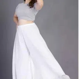 vyome Pack of 2 Women Regular Fit Black, White Georgette Trousers image 3