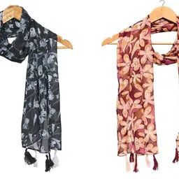 mss fashion Printed Chiffon Women Multicolor Stole, Scarf, Fancy Scarf-picture-29