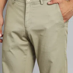 allen solly Men Slim Fit Beige Cotton Blend Trousers image 5