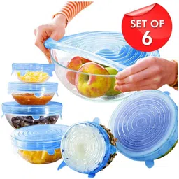 Food Grade Silicone Stretch Lids (Set of 6) | Airtight & Leakproof 2.6 inch, 3.8 inch, 4.5 inch, 5.7 inch, 6.5 inch, 8.3 inch Lid Set, Pack of 6-image-55