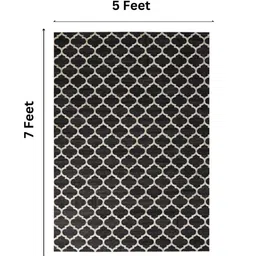 dazzhome Black & White Hair On Leather Geometrical Hand Woven 5ftX7ft Carpet image 3