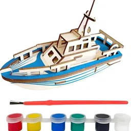 gold leaf Life Boat 3D Wooden Puzzle Kit – DIY Educational Painting Toy for Kids-picture-24