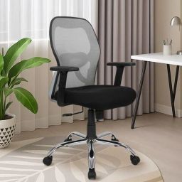 mintwud from pepperfry Akira Mid Back Breathable Mesh Ergonomic Chair with Adjustable Lumbar Support in Grey Color-picture-9