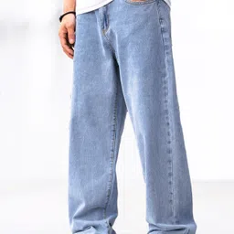 zaysh Men Loose Fit Mid Rise Light Blue Jeans-picture-16