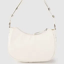 Lino Perros Women Off-White & Pink Floral Printed Croc Textured Structured Baguette Bag image 2