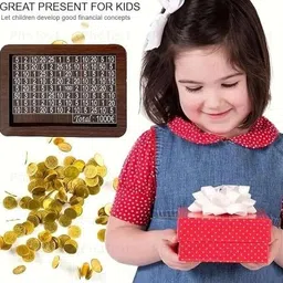 sndart Wooden Money Saving Box | Savings Challenge Box |1,00,000 Goal" Coin Bank Coin Bank image 4