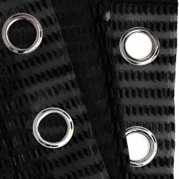cortina Black Striped Polyester 9 Ft Sheer Eyelet Door Curtains (Set of 4) image 3