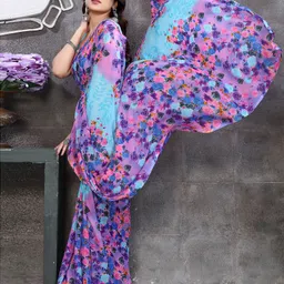 samah Printed Daily Wear Chiffon, Georgette Saree image 4