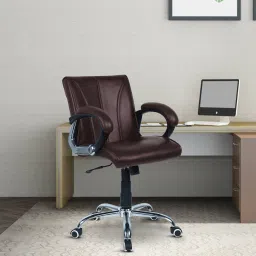 furniturstation Liieancoinn Mid Back Executive Chair In Brown Colour image 1