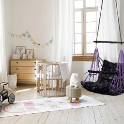 bjik Cotton Baby Swing Chair for Baby's Folding and Washable1-6 Years with Belt Swings image 2