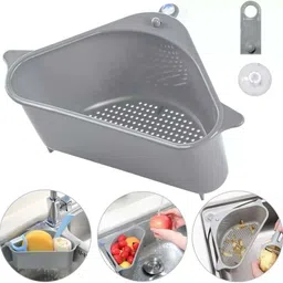 dearow Organizer Sink Shelf Soap Sponge Drain Rack Vegetables Fruit Drain (Pack of 2) Plastic Fruit & Vegetable Basket-picture-18