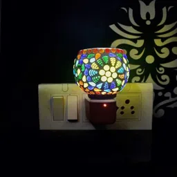 shreshtha Kapoor Dani/Aroma Oil Burner Cum Night Lamp with Switch Ceramic, Borosilicate Glass, Plastic, Steel, Glass Incense Holder Set image 5