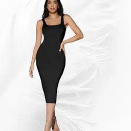Women Bodycon Black Above Knee/Mid Thigh Length Dress-image-13