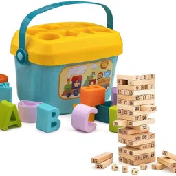 kapishreeenterprise Toddler Block Shape ABCD, 54 Colored Wooden Building Block Dominoes LT1-picture-39