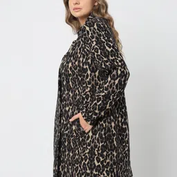 vero moda curve 50% Polyester,50% Polyester - Recycled Animal Print Coat For Women image 3