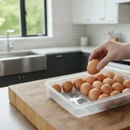 maxtid Plastic 24 Grid Plastic Egg Holder Box with Cover Ideal for Kitchen Storage Storage Basket-picture-28