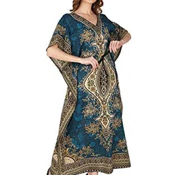 ukal Women's V-Neck Kaftan Dresses Tunic Kimono Maxi Caftan Plus Size Lounge Dress image 3