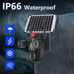 OSQD Solar 4G SIM Camera Bullet 3 Lens 360° PTZ Night Vision Waterproof Security Camera image 3