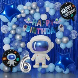 6th Space Theme Birthday Decoration Kit - 55Pcs-image-36