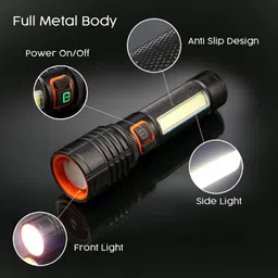 firstlike (ZOOMABLE LED METAL )5 Modes Flashlight, Super Bright Cree with COB Torch image 2