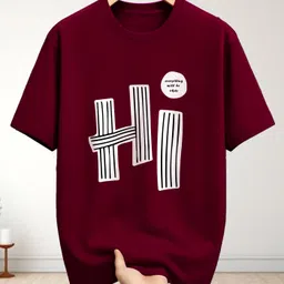 enitor Men Printed Round Neck Cotton Blend Maroon T-Shirt-picture-11