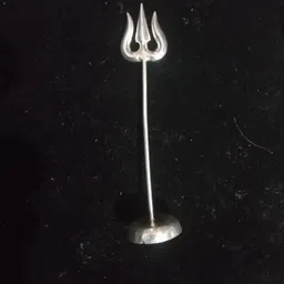Pure Silver Trishul with Stand for Home Pooja and Car (4gm) Decorative Showpiece-5.08 cm-image-11