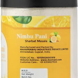 d'somani Nimbu Pani Powder 400g | Instant Masala Lemon Drink for Cooling & Refreshment Energy Drink image 2