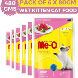 me-o MEO WET CAT FOOD TUNA FOR KITTENS 480 GM (PACK OF 6 x 80GM) Tuna 0.48 kg (6x0.08 kg) Wet Young Cat Food image 1