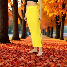 The Stanch Shapeware Yellow MT0027 Lycra Blend Petticoat-image-0