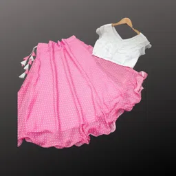 nyaricreation Polka Print Stitched Lehenga & Crop Top image 3