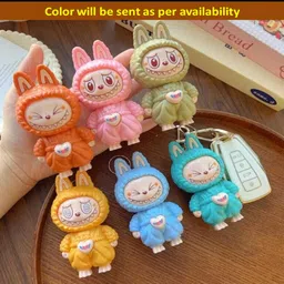 yaykid Cute Labubu Expression Changing Keychain for Bags, Keys, and Decoration image 2