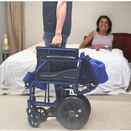 veayva Portable Folding Wheelchair with double fold Backrest and 12-Inch Wheels Shower Chair image 4